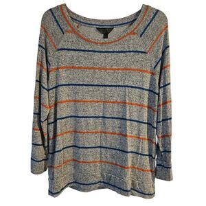 Mix By 41Hawthorn - Grey With blue and orange Stripes Shirt - Women's Size xL.